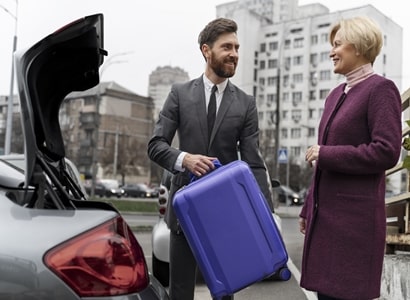 taxi driver female client interacting formal way min